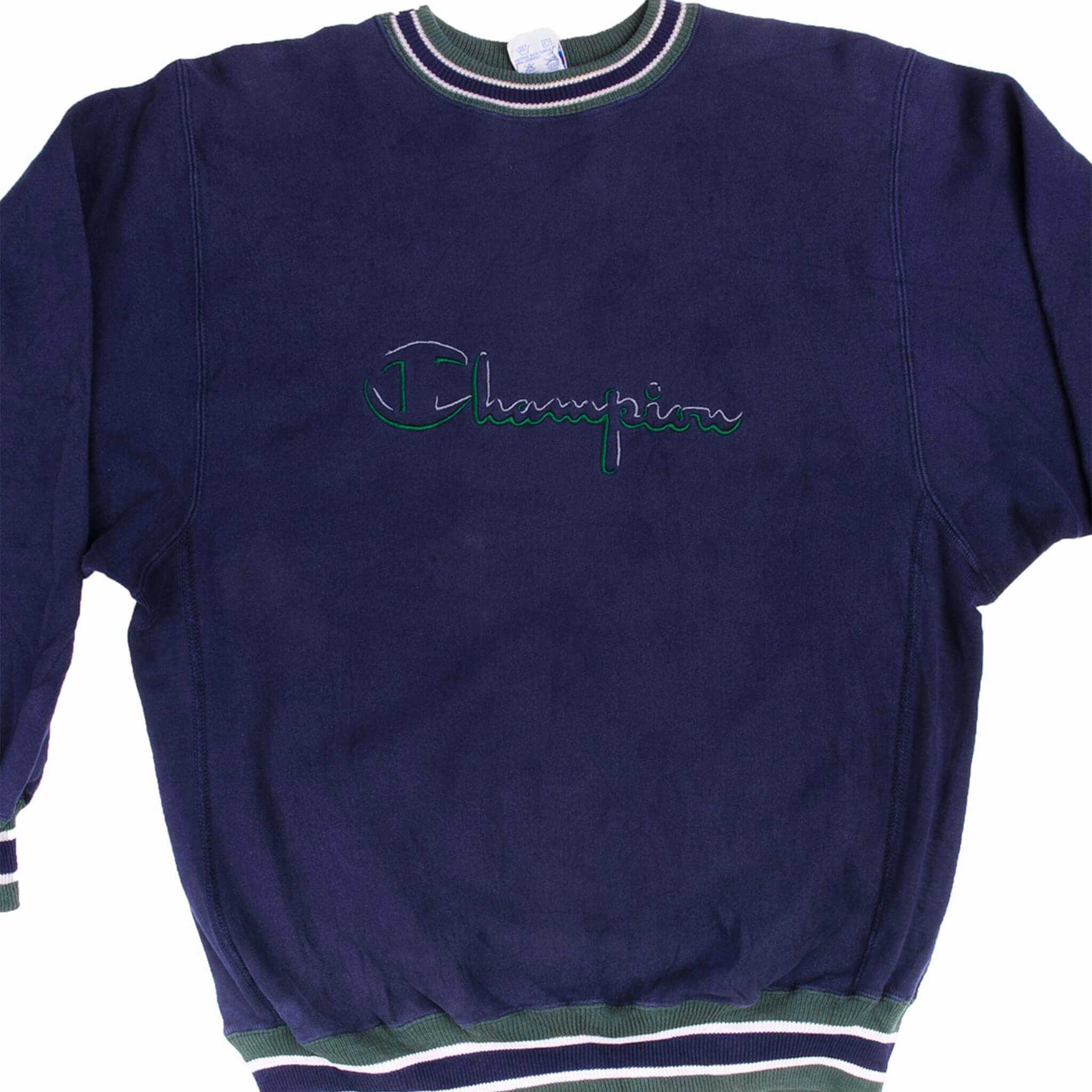 VINTAGE REVERSE WEAVE CHAMPION BIG LOGO SWEATSHIRT 1990S SIZE LARGE MADE IN USA product handmade quality product display