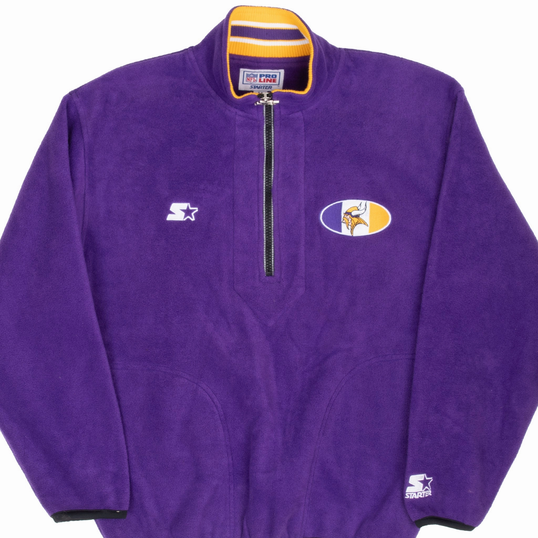VINTAGE NFL MINNESOTA VIKINGS STARTER PULLOVER FLEECE JACKET 1990S MEDIUM City