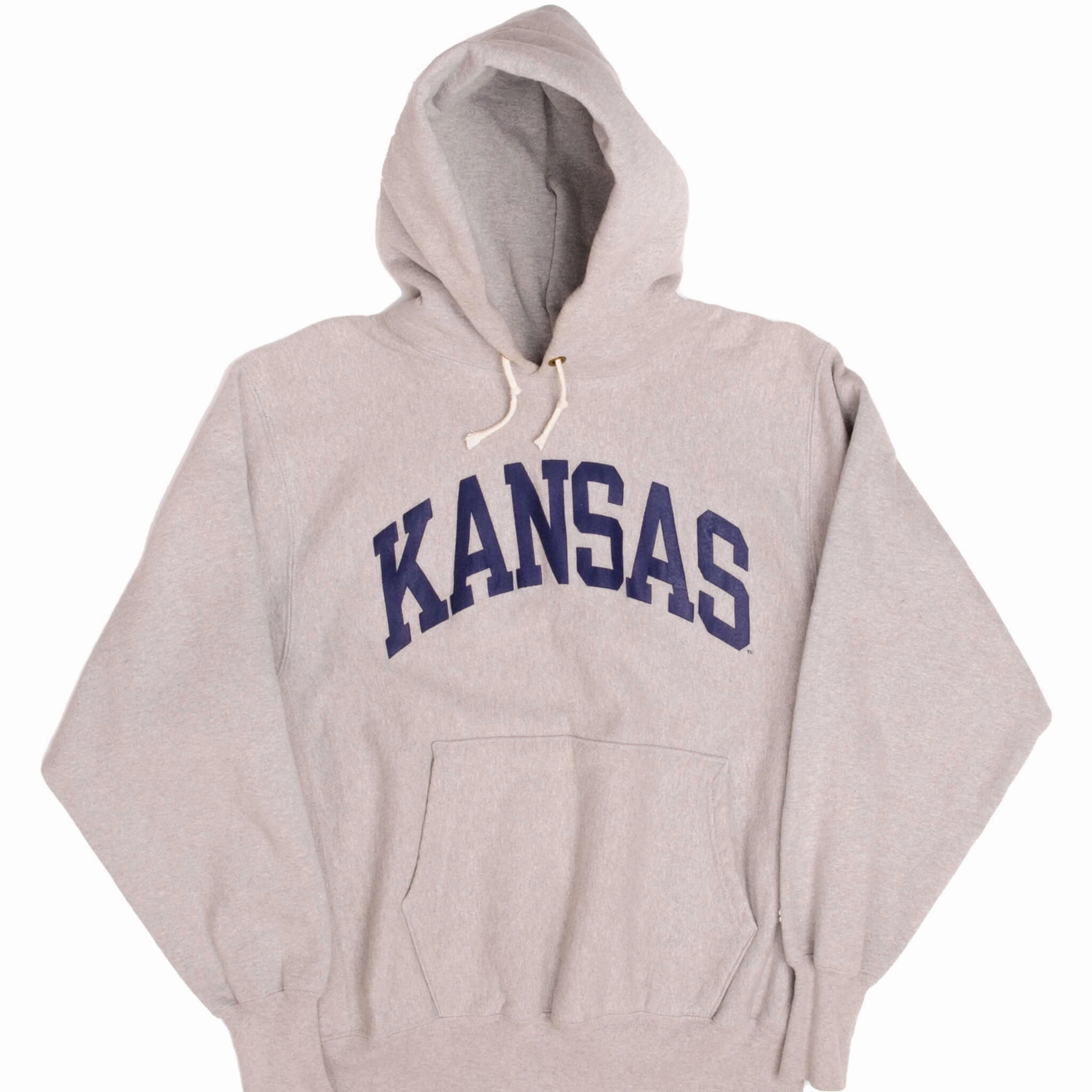 Hooded VINTAGE REVERSE WEAVE KANSAS CHAMPION SWEATSHIRT HOODIE 1990S LARGE MADE USA