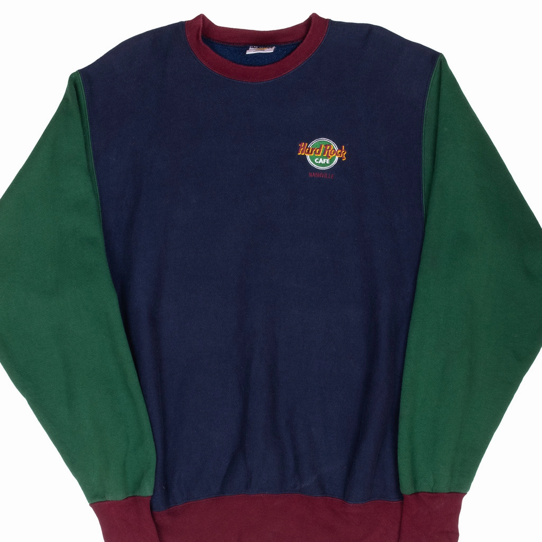 Chilly Day Wear VINTAGE HARD ROCK CAFE NASHVILLE EMBROIDERED SWEATSHIRT 1990S XL MADE USA