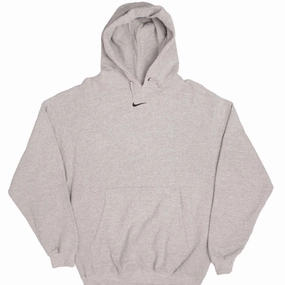 VINTAGE NIKE CENTER SWOOSH GREY TRAVIS SCOTT HOODIE 1990S MEDIUM MADE USA Soft Hoodie Relaxing Wear