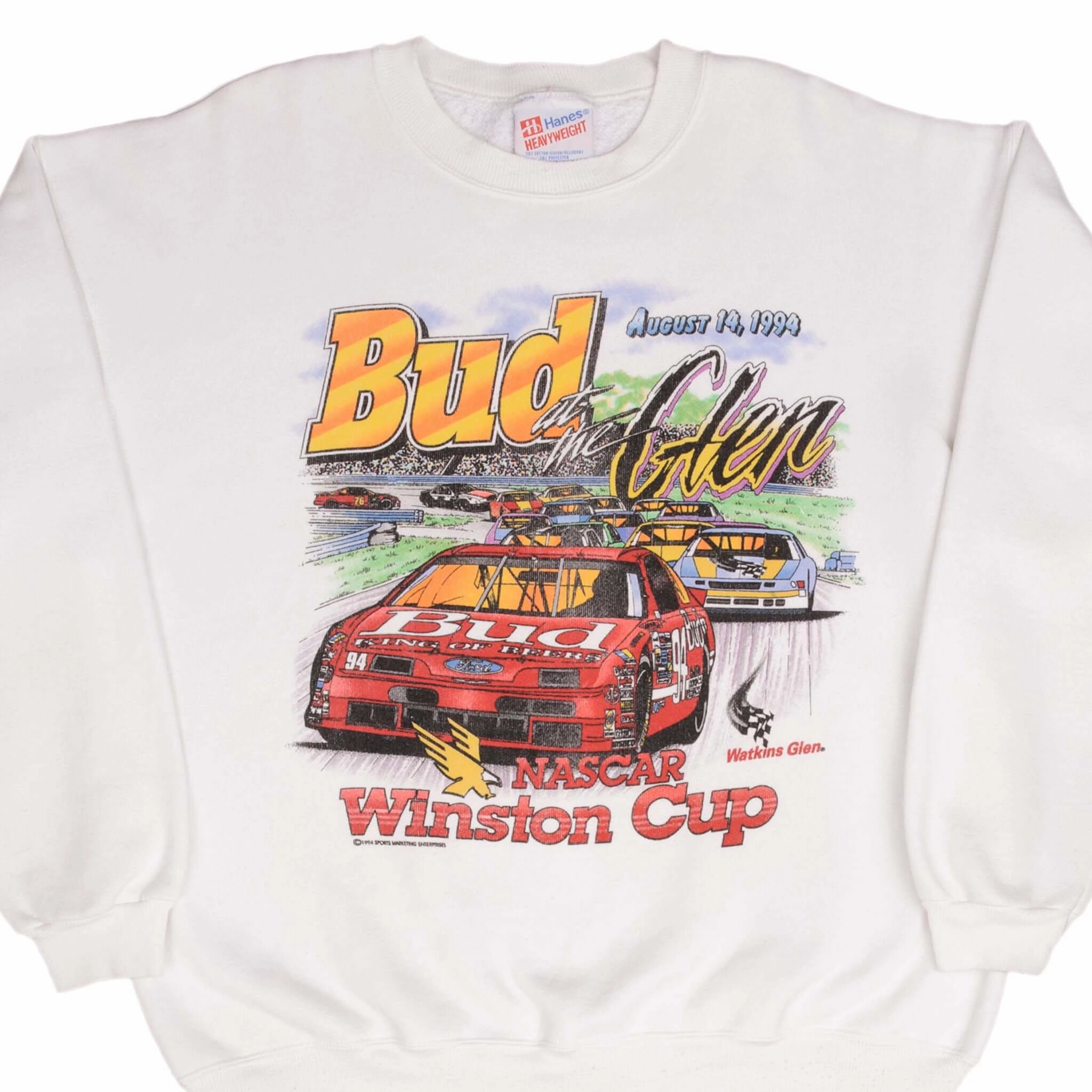 Outdoor Activity product quilted lining comfort VINTAGE NASCAR BUDWEISER AT THE GLEN WINSTON CUP SWEATSHIRT 1994 LARGE MADE USA
