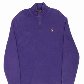 VINTAGE RALPH LAUREN PURPLE QUARTER ZIP SWEATER LARGE Simple Fashion twill