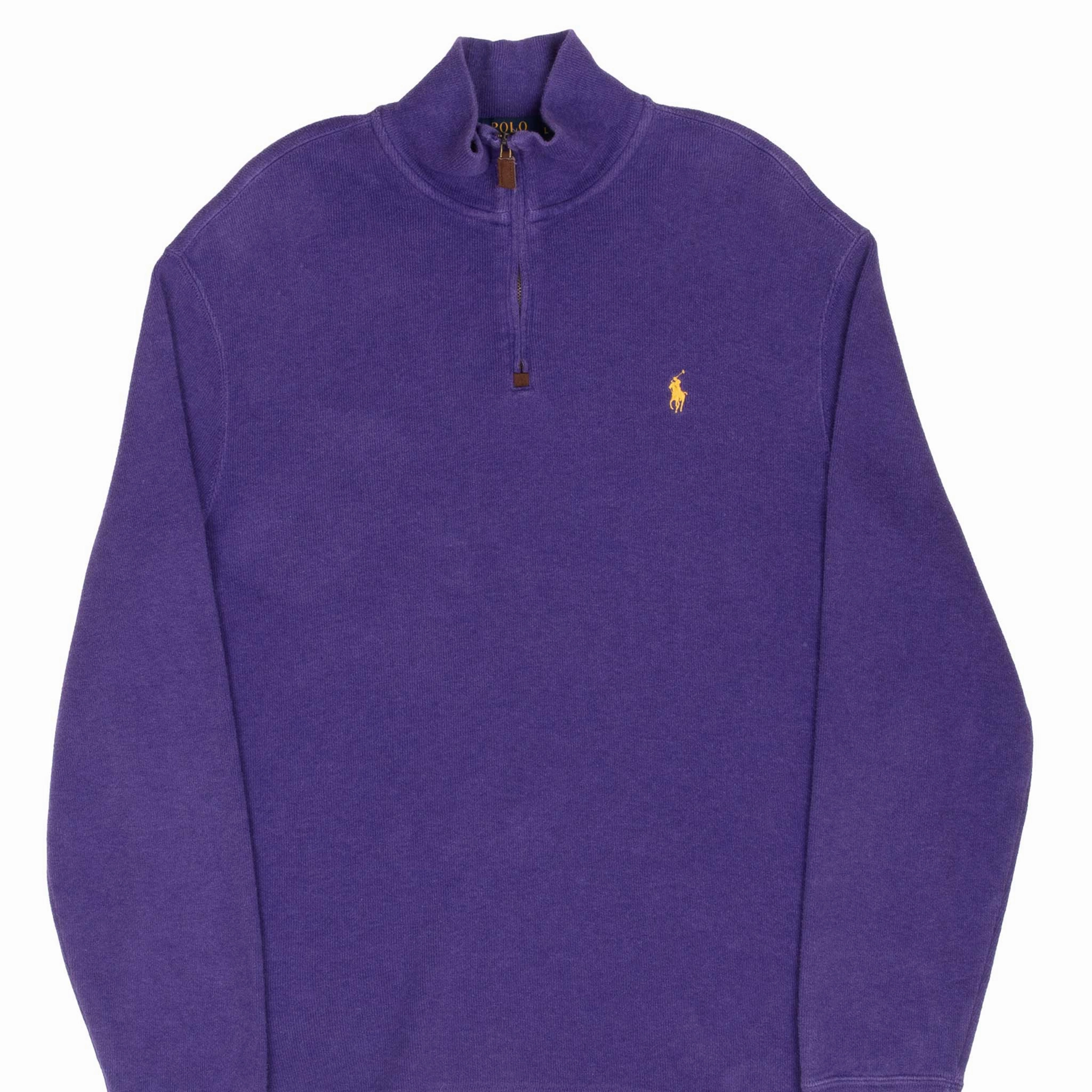 VINTAGE RALPH LAUREN PURPLE QUARTER ZIP SWEATER LARGE Simple Fashion twill