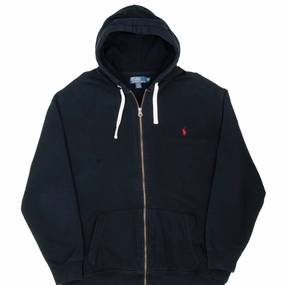 Cool in summer VINTAGE RALPH LAUREN FULL ZIP CLASSIC BLACK HOODIE SWEATSHIRT 1990S 3XL TALL