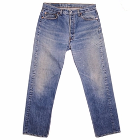 VINTAGE LEVIS 501 JEANS INDIGO 1988-1993 SIZE W34 L30 MADE IN USA Breathable fabric Acid Wash Effect