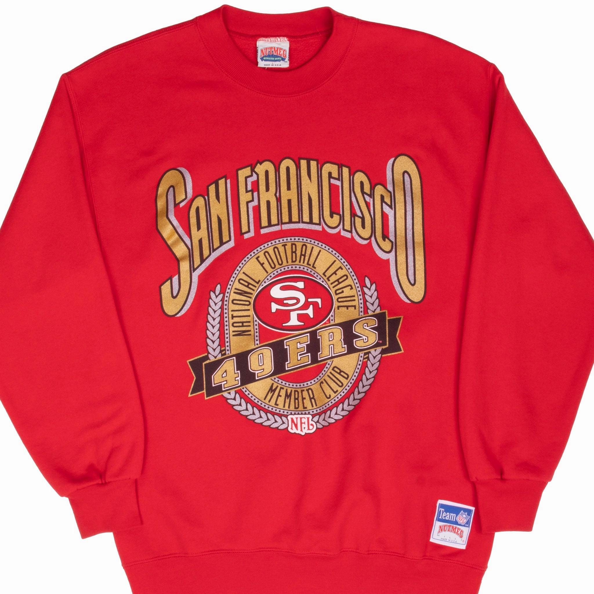 Fashion Basics product brand name recognition VINTAGE NFL SAN FRANCISCO 49ERS 1990S SWEATSHIRT LARGE MADE IN USA