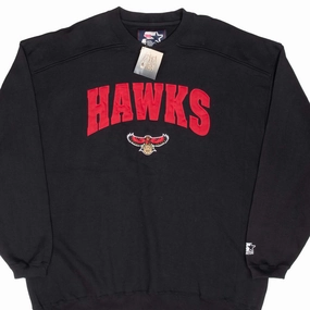 Geometric Print school wear VINTAGE NBA ATLANTA HAWKS BLACK SWEATSHIRT 1990S 2XL DEADSTOCK