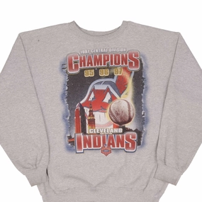 product concert wearability Comfy Comfort VINTAGE MLB CLEVELAND INDIANS CENTRAL DIVISION CHAMPIONS 1997 SWEATSHIRT LARGE