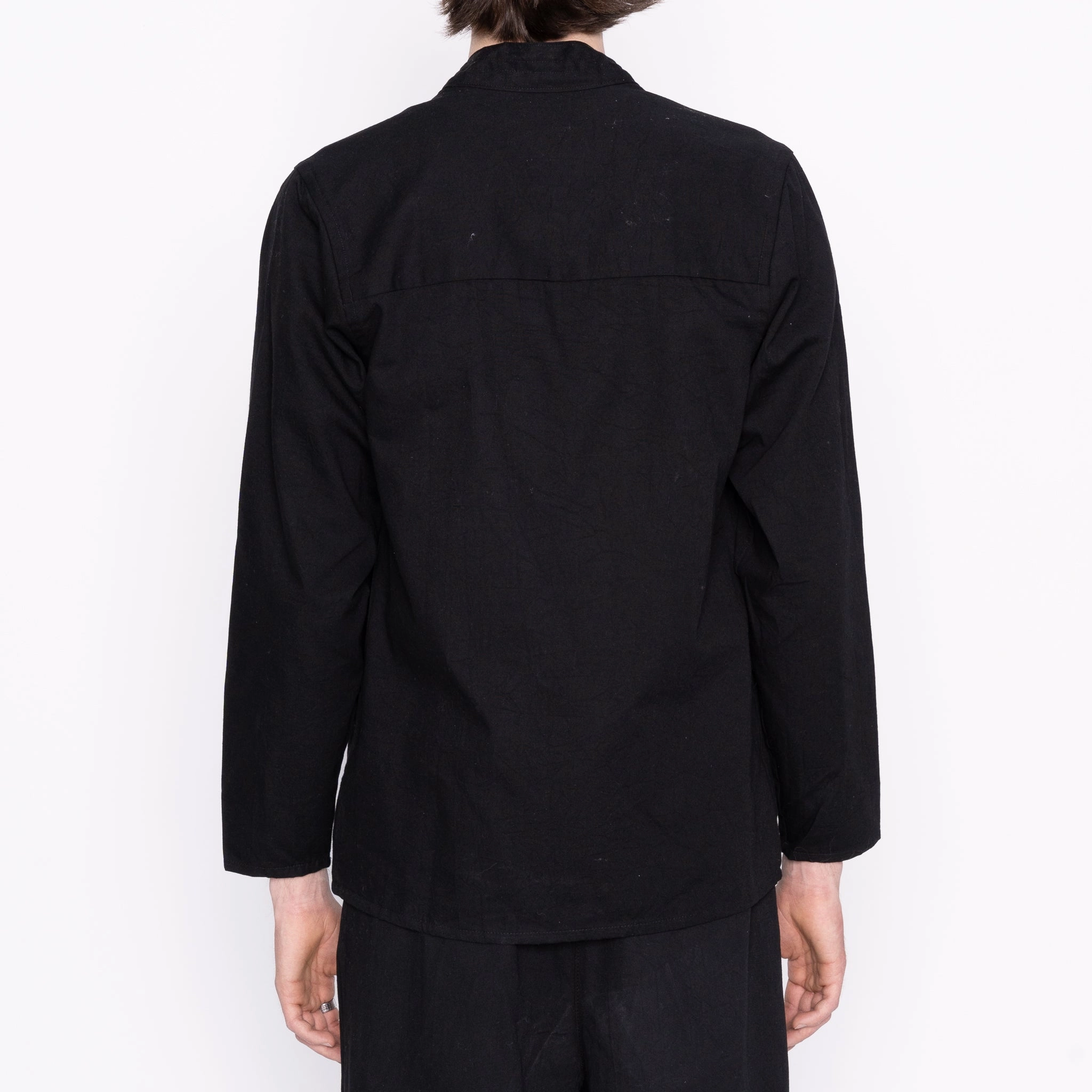 Kimono Shirt - Black Rinsed Oxford   Black Japanese Festival Chic Hoodie Outdoor Active
