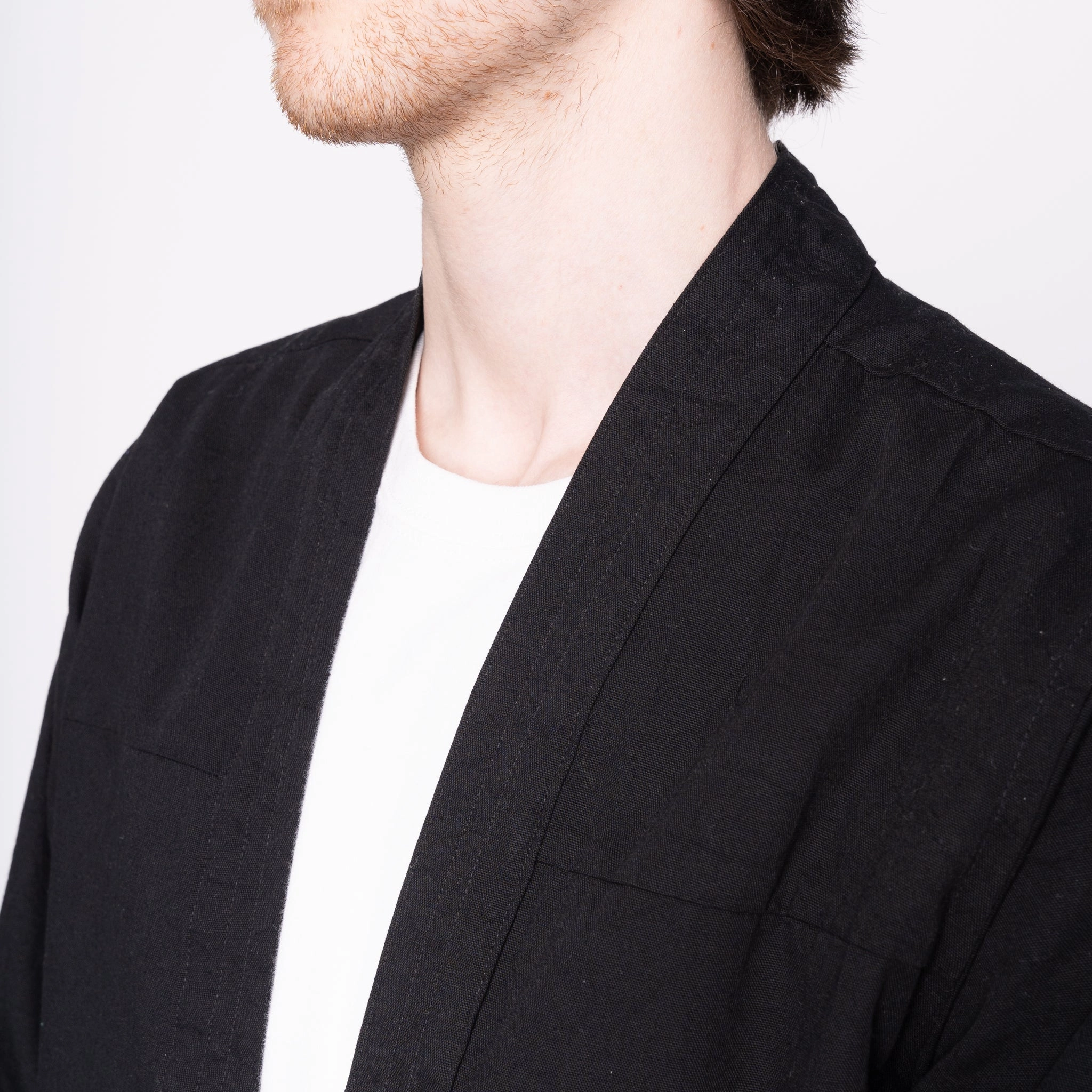 waterproof Modern Bold Kimono Shirt - Black Rinsed Oxford   Black Japanese Festival