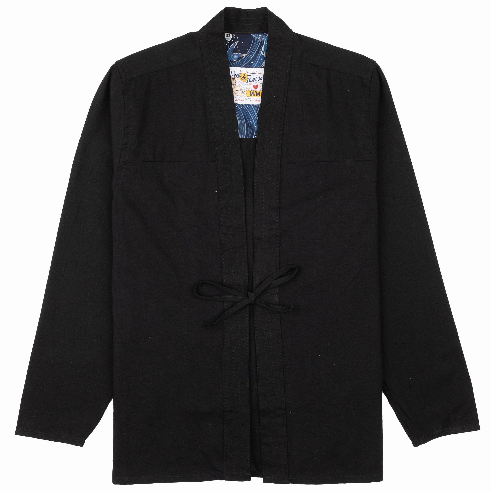 Youth Style Kimono Shirt - Black Rinsed Oxford   Black Japanese Festival