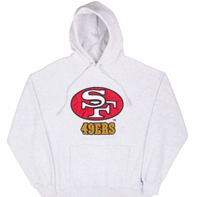 VINTAGE NFL SAN FRANCISCO 49ERS 1990S GREY HOODIE SWEATSHIRT LARGE MADE IN USA earthy colors