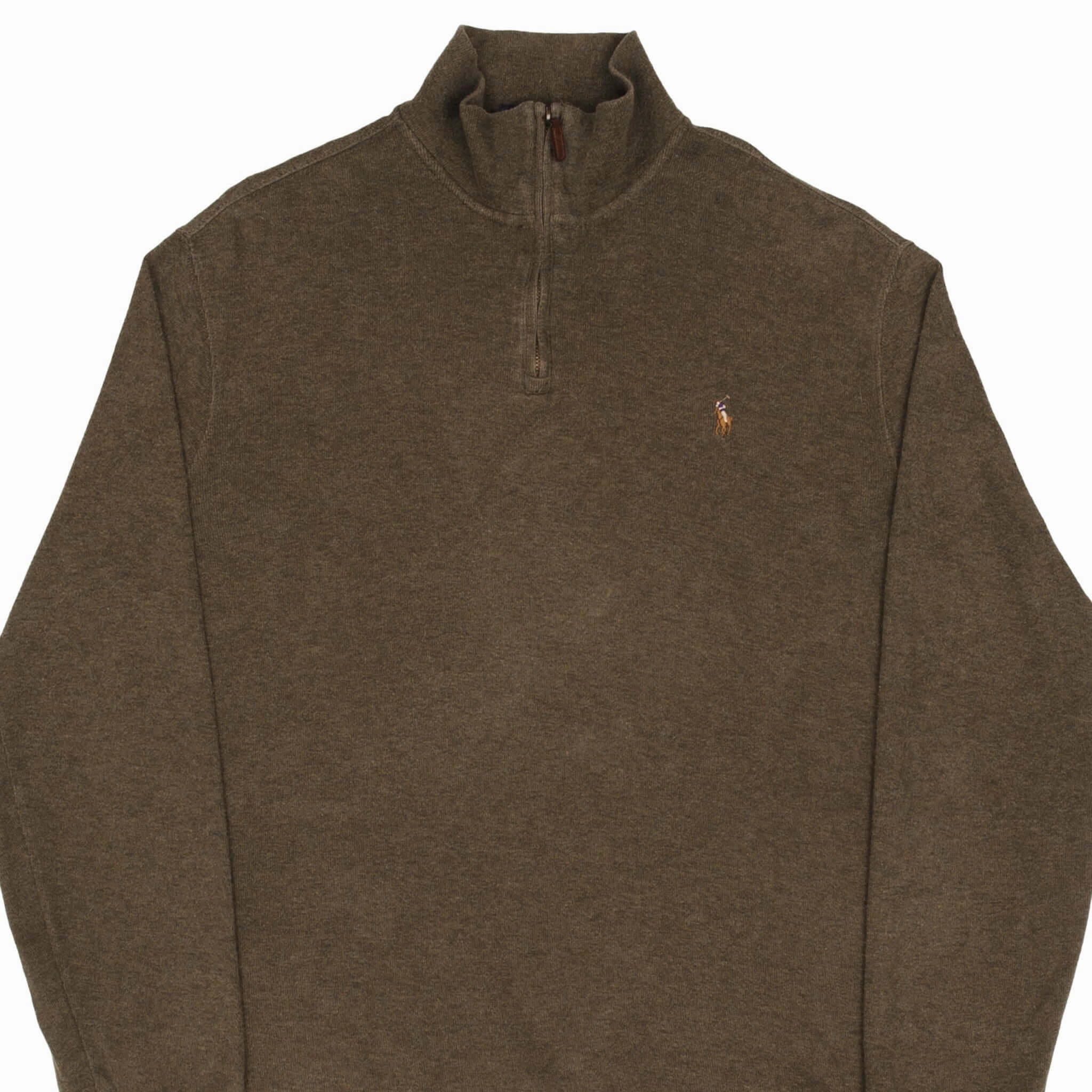 POLO RALPH LAUREN OLIVE GREEN QUARTER 1/4 ZIP SWEATER SIZE LARGE Core Bold