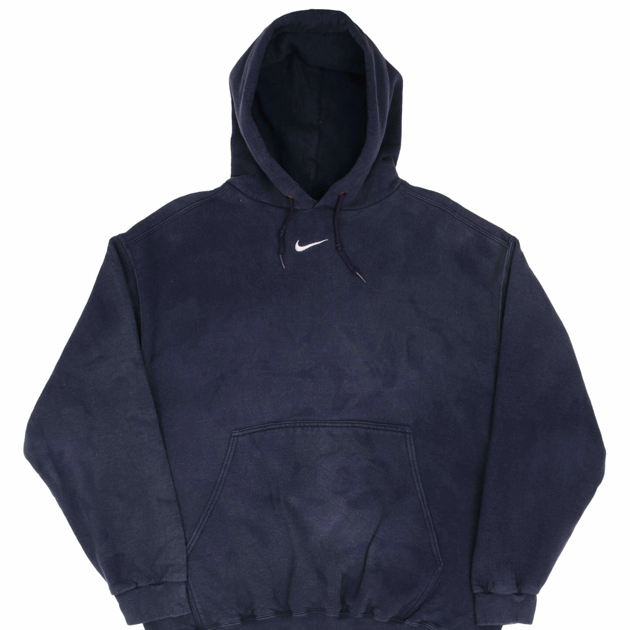 VINTAGE NIKE CENTER SWOOSH NAVY BLUE TRAVIS SCOTT HOODIE 1990S LARGE MADE USA Smart Fashion Core Fit