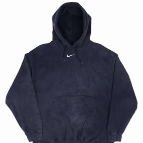 VINTAGE NIKE CENTER SWOOSH NAVY BLUE TRAVIS SCOTT HOODIE 1990S LARGE MADE USA Smart Fashion Core Fit