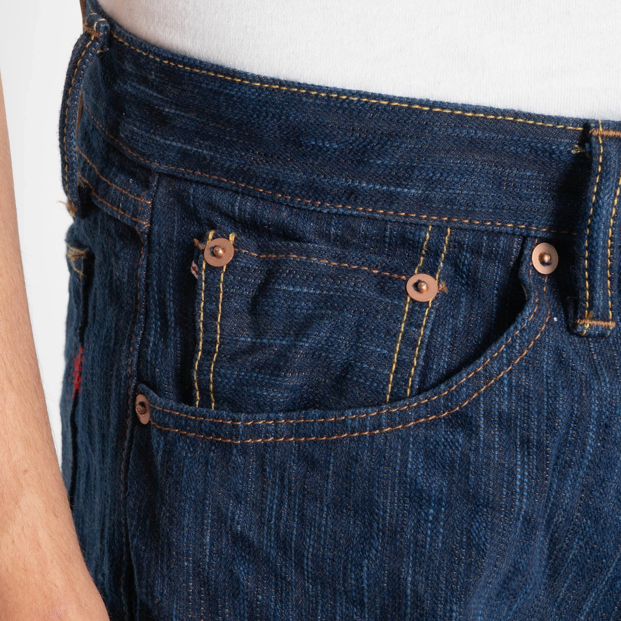 True Guy - MIJ15 - Hand Dyed Natural Indigo x Kakishibu Intangible Cultural Treasure Selvedge Denim Tailored Design Travel Essential