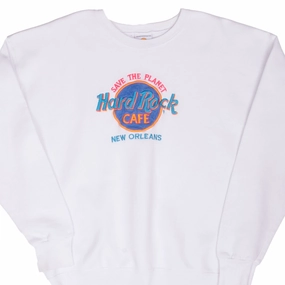 Tall Length nautical print VINTAGE HARD ROCK CAFE SAVE THE PLANET NEW ORLEANS SWEATSHIRT 1990S XL MADE USA