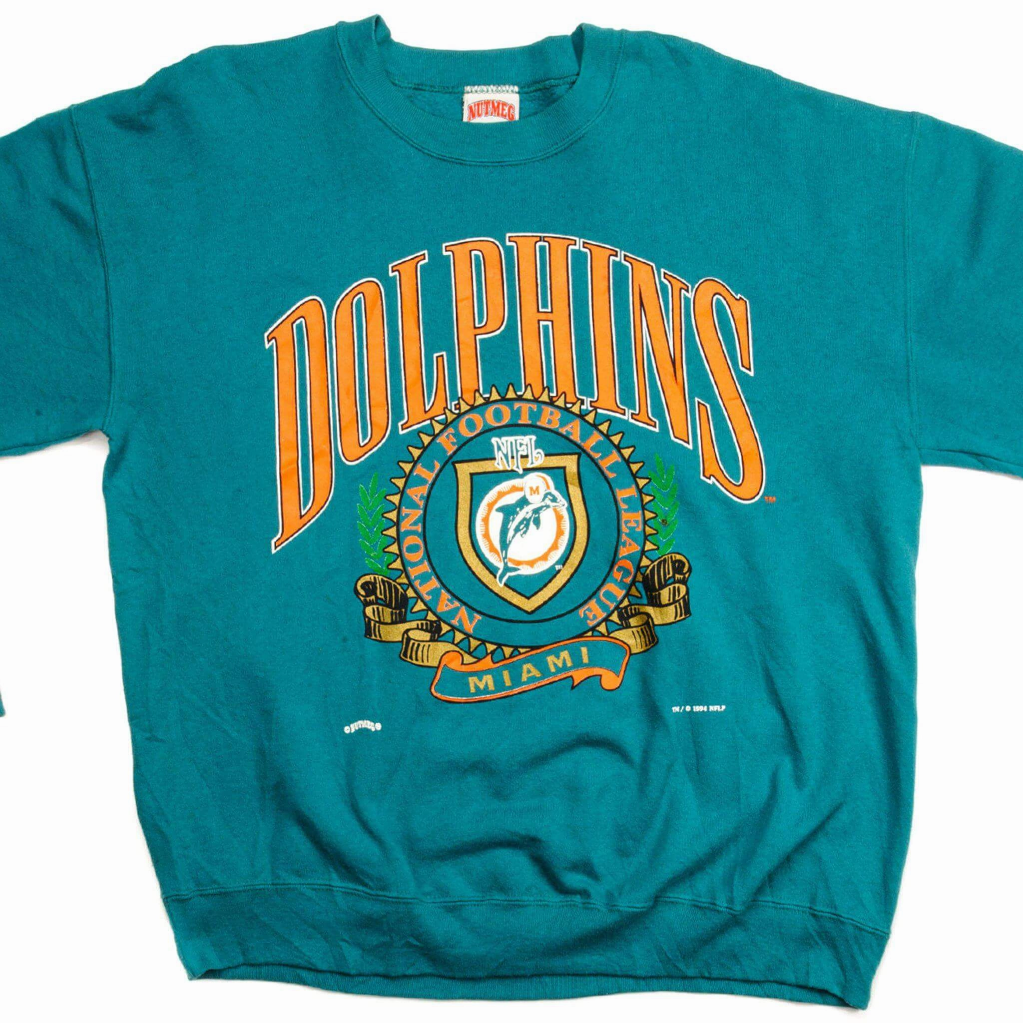 Relaxed Hoodie VINTAGE NFL MIAMI DOLPHINS SWEATSHIRT 1994 SIZE LARGE MADE IN USA