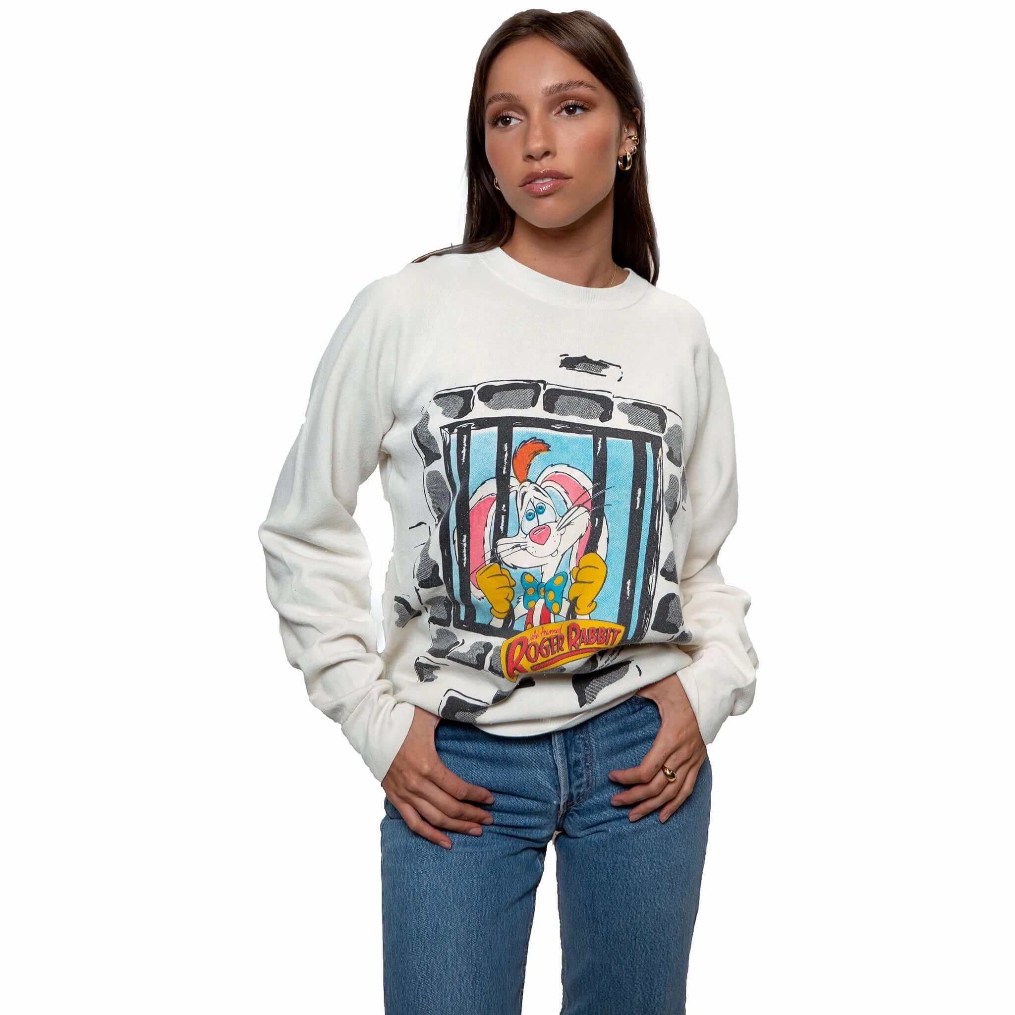 Unisex Design product office appropriate professionalism VINTAGE DISNEY ROGER RABBIT MOVIE SWEATSHIRT 1987 SIZE LARGE MADE IN USA