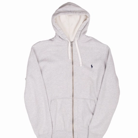 VINTAGE RALPH LAUREN FULL UP CLASSIC GREY HOODIE SWEATSHIRT 1990S LARGE TALL Classic Chic Premium Hoodie