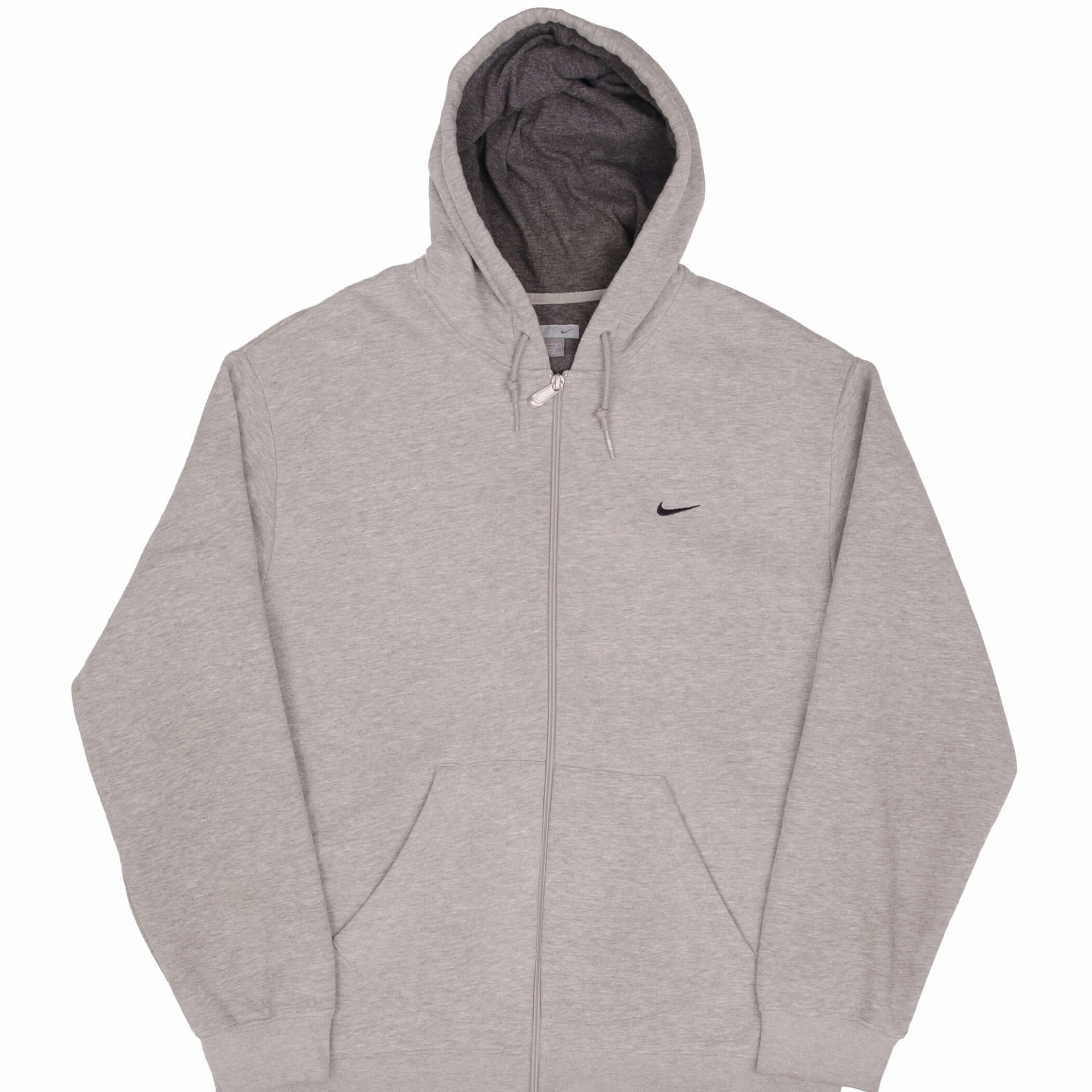 product camping suitable functionality VINTAGE NIKE CLASSIC SWOOSH GRAY FULL ZIP HOODIE SWEATSHIRT 2000S SIZE LARGE