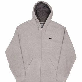 product camping suitable functionality VINTAGE NIKE CLASSIC SWOOSH GRAY FULL ZIP HOODIE SWEATSHIRT 2000S SIZE LARGE