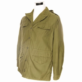 Adjustable Hem VINTAGE US ARMY M-1943 M43 FIELD JACKET WITH HOOD 1970'S SIZE WOMAN 14L