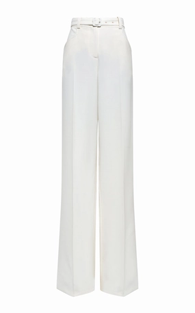 Norman Wide-Leg Pant in Ivory Recycled Virgin Wool Neutral Style Quick Dry Fit