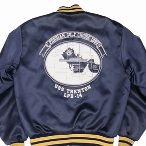 hypoallergenic VINTAGE USN NAVY USS TRENTON LPD-14 1988 BOMBER JACKET SIZE MEDIUM MADE IN USA