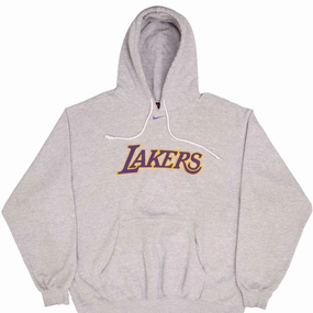 VINTAGE NIKE NBA LOS ANGELES LAKERS CENTER SWOOSH HOODIE SWEATSHIRT 1990S SZE XL Soft Wear Wool