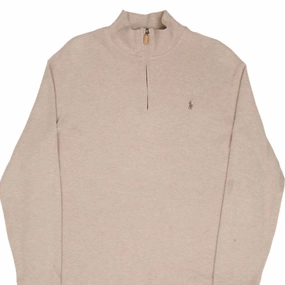 VINTAGE POLO RALPH LAUREN BEIGE 1990S QUARTER 1/4 ZIP SWEATER SIZE XL product ethical sourcing keychain accents