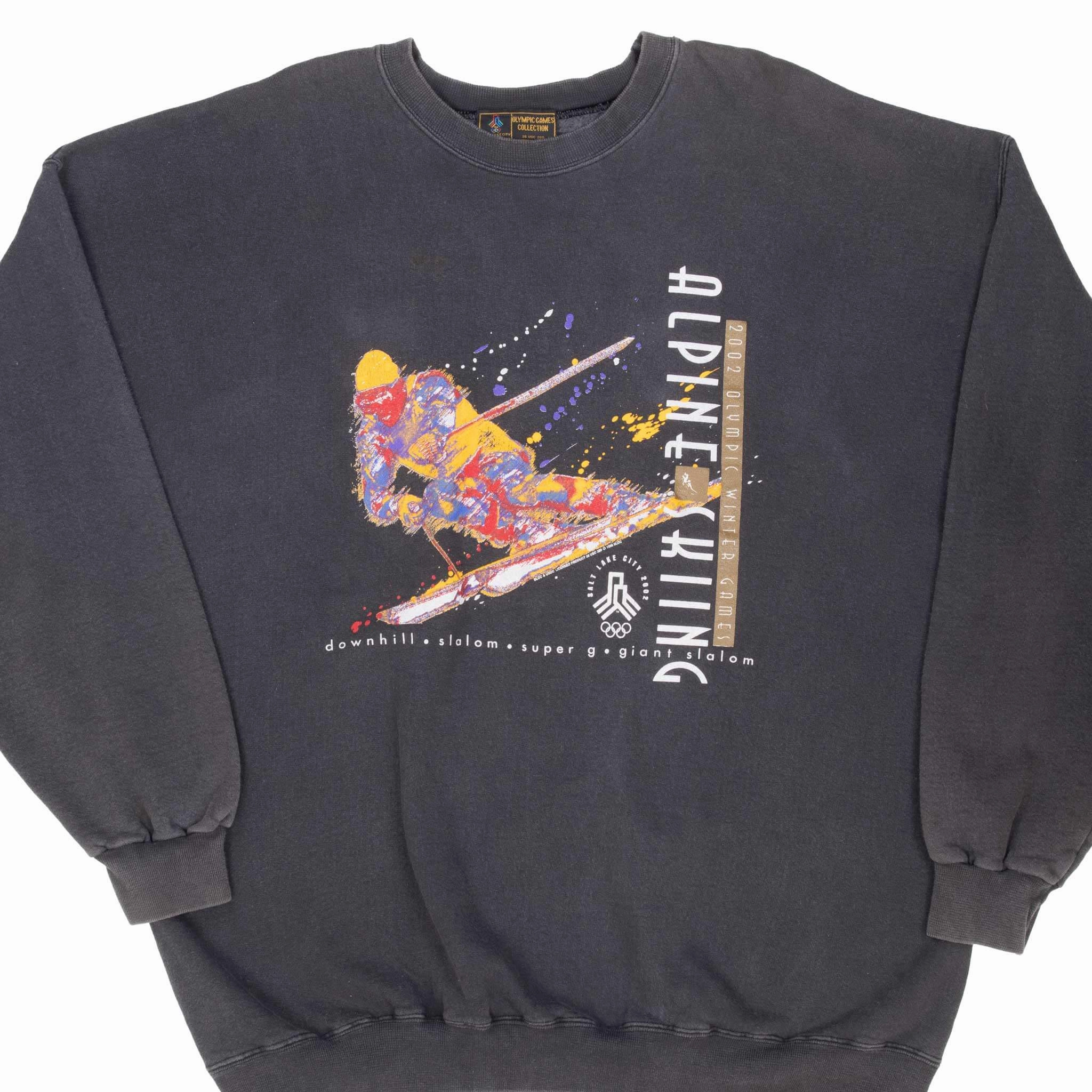 Water-Repellent Finish Shiny Finish VINTAGE SALT LAKE CITY WINTER OLYMPICS 2002 ALPINE SKI SWEATSHIRT 2XL