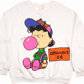 VINTAGE PEANUTS LUCY VAN PELT SWEATSHIRT 1970'S SIZE XL MADE IN USA product lanyard visibility Fashion Top