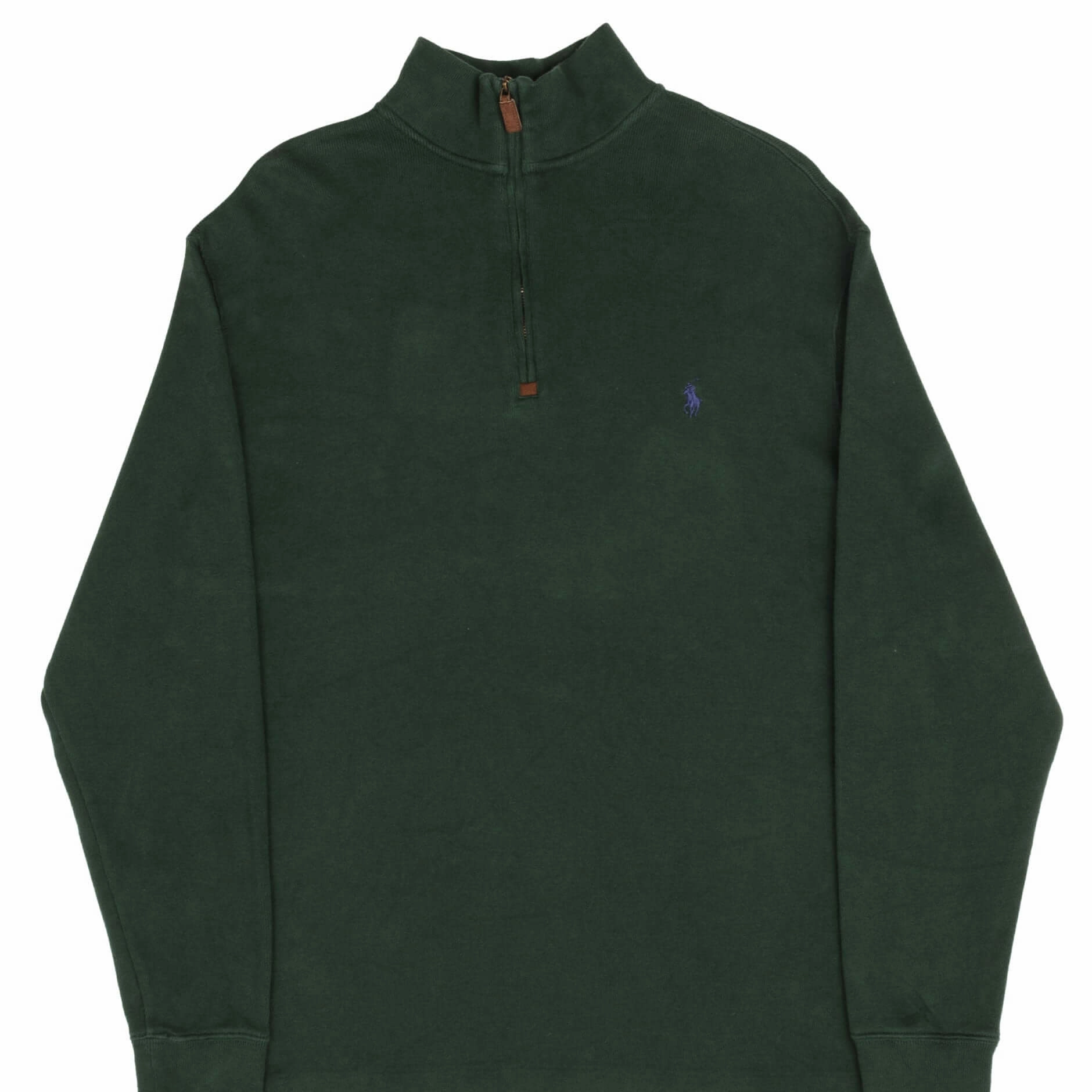 Minimal Comfort POLO RALPH LAUREN PINE GREEN QUARTER 1/4 ZIP SWEATER SIZE LARGE TALL