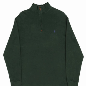 Minimal Comfort POLO RALPH LAUREN PINE GREEN QUARTER 1/4 ZIP SWEATER SIZE LARGE TALL