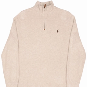 product home friendly comfort POLO RALPH LAUREN BEIGE QUARTER 1/4 ZIP SWEATER SIZE LARGE