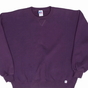 VINTAGE RUSSELL ATHLETIC BLANK PURPLE SWEATSHIRT 1990S LARGE MADE IN USA Trendy Outfit