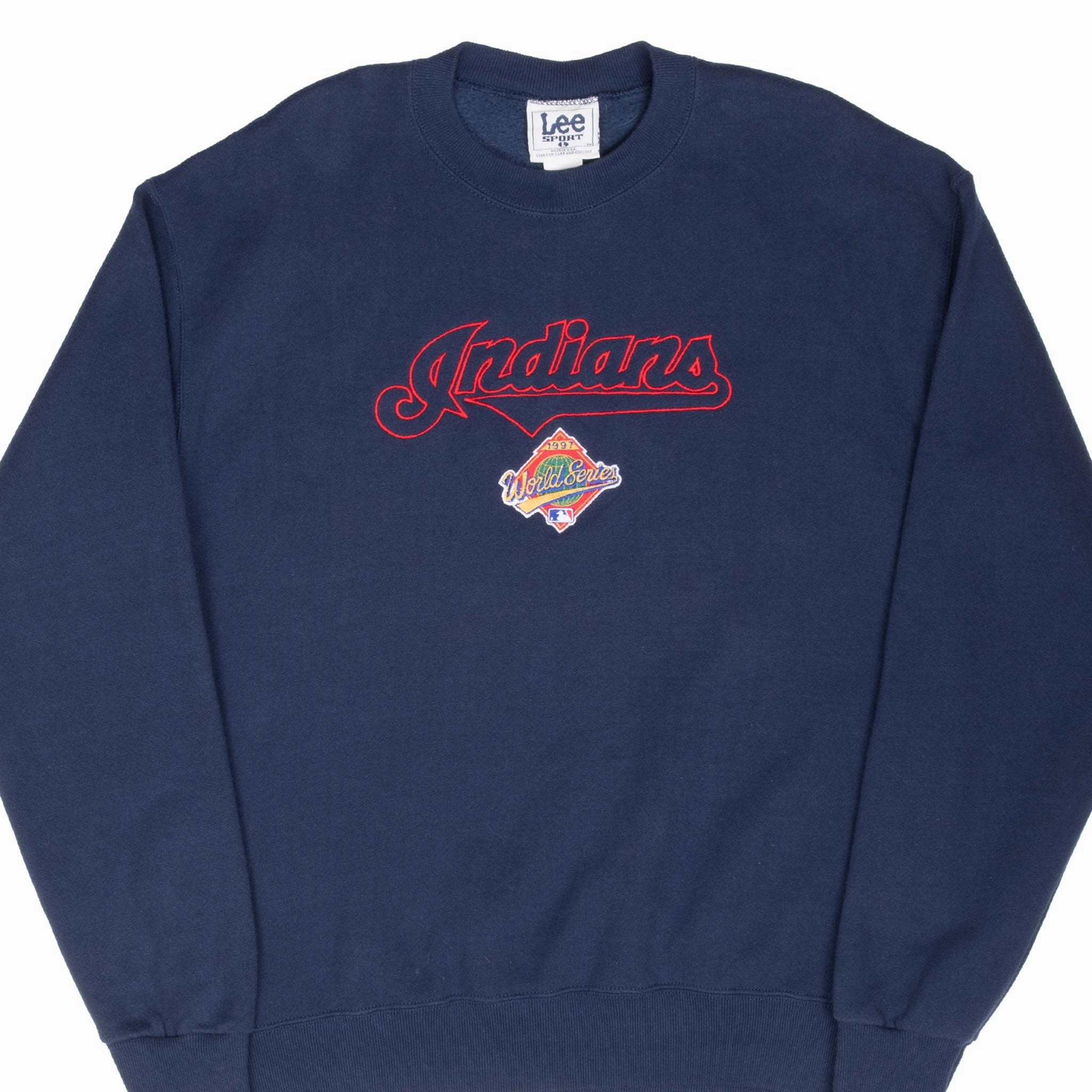 VINTAGE MLB CLEVELAND INDIANS WORLD SERIES 1997 EMBROIDERED SWEATSHIRT LARGE surfing suitable