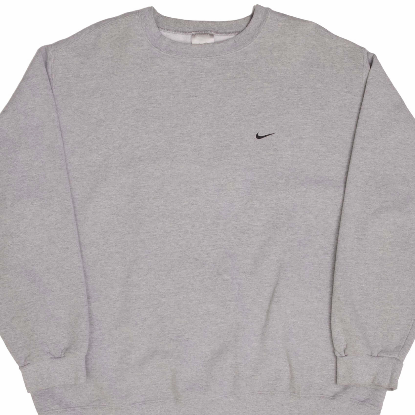 VINTAGE NIKE CLASSIC SWOOSH GREY SWEATSHIRT 2000S SIZE 2XL Bold Print