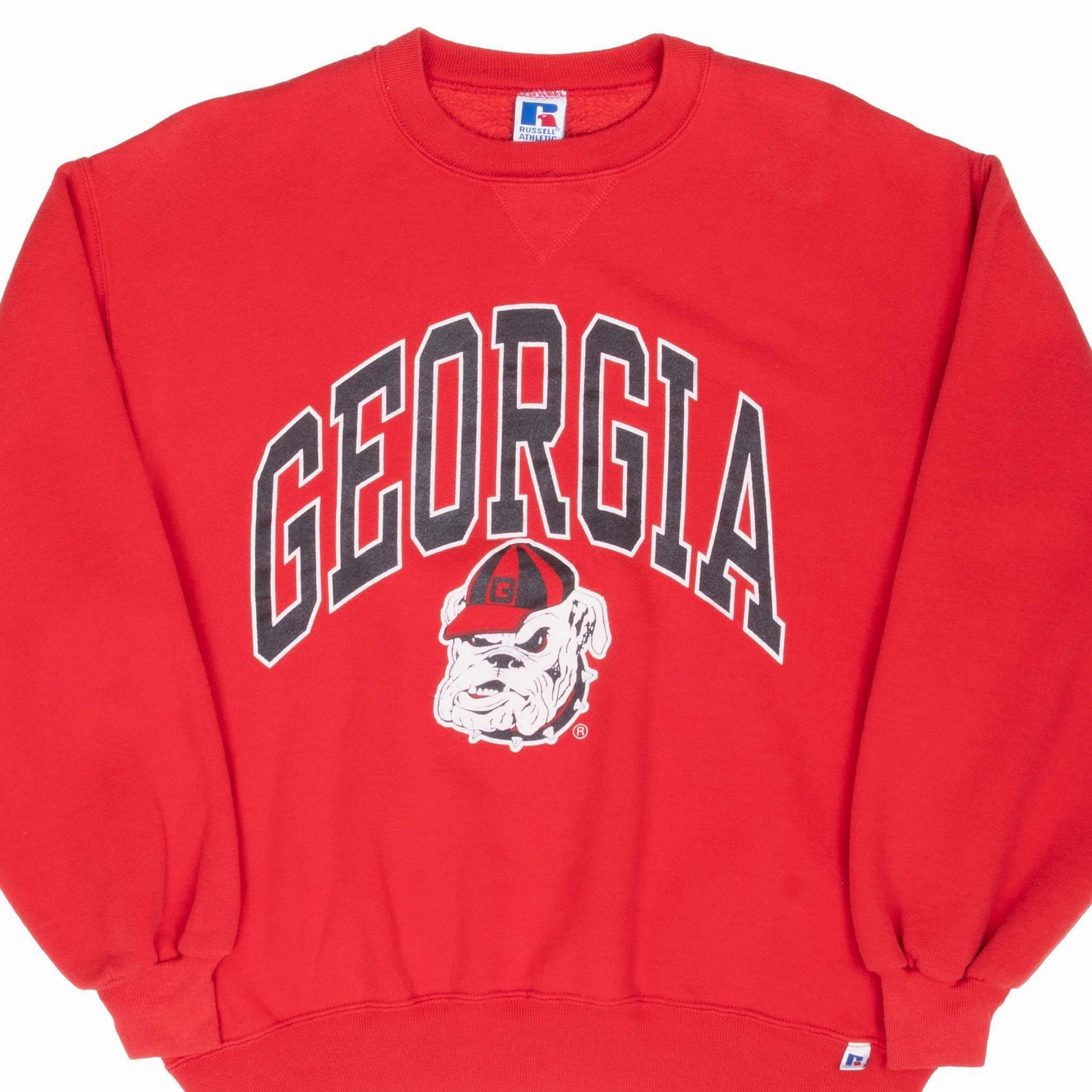 VINTAGE NCAA GEORGIA BULLDOGS RED SWEATSHIRT 1990S LARGE MADE IN USA Trendy Streetwear product holiday wear celebration