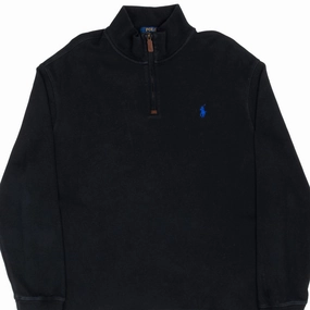 Quality control Streetwear Basics POLO RALPH LAUREN BLACK QUARTER 1/4 ZIP SWEATER SIZE XL