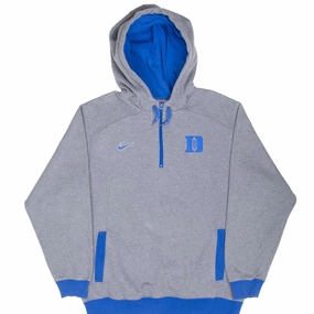 VINTAGE NIKE DUKE UNIVERSITY GREY HOODIE SWEATSHIRT 2000S LARGE Ribbed Cuffs patch accents