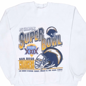 product belt definition VINTAGE NFL SAN DIEGO CHARGERS SUPER BOWL XXIX 1995 SWEATSHIRT LARGE MADE IN USA