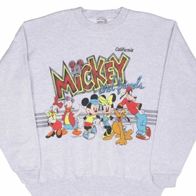 VINTAGE DISNEY MICKEY AND FRIENDS CALIFORNIA GREY SWEATSHIRT 1990S XL MADE IN USA Festival wear product marketing