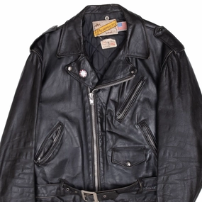 ZipperClosure VINTAGE SCHOTT PERFECTO LEATHER MOTORCYCLE JACKET STYLE 618 SIZE 46 1980S MADE USA