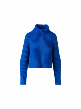 MidWeight Construction WrinkleResistant Yarn Cropped Cashmere Chunky Rib Turtle Neck Sweater