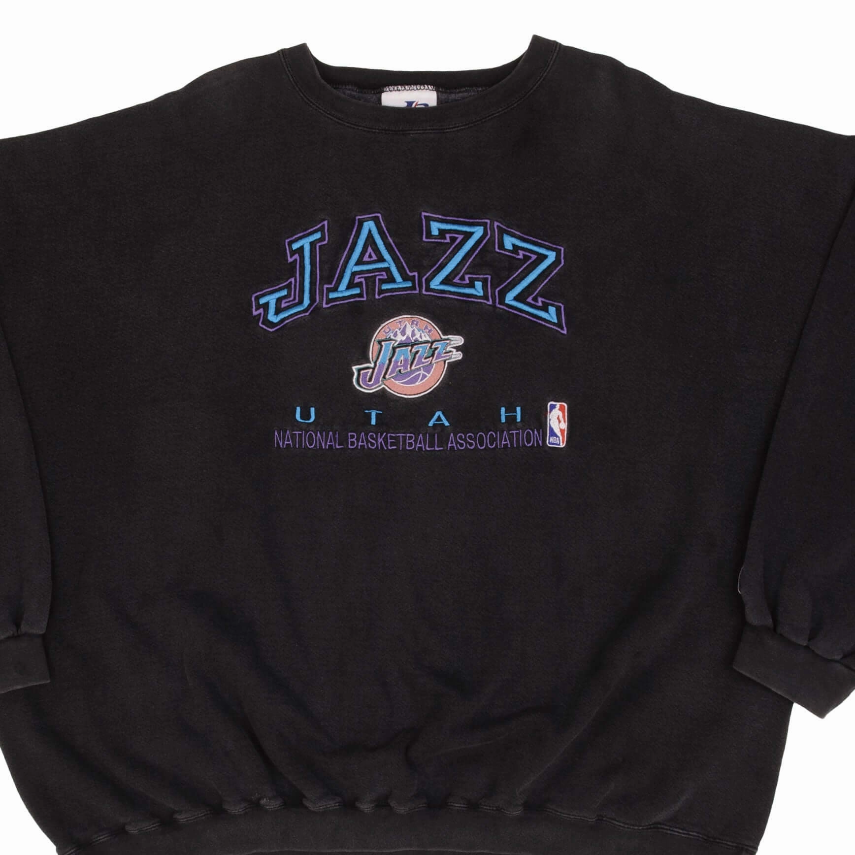 product gift wrapping product brand name recognition VINTAGE NBA UTAH JAZZ EMBROIDERED SWEATSHIRT 1990S SIZE 4XL MADE IN USA