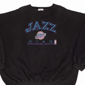 product gift wrapping product brand name recognition VINTAGE NBA UTAH JAZZ EMBROIDERED SWEATSHIRT 1990S SIZE 4XL MADE IN USA