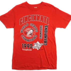 Lightweight Shirt Sublimation Resistant Fabric VINTAGE MLB CINCINNATI REDS WORLD CHAMPIONS TEE SHIRT 1990 SMALL MADE IN USA